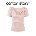 Cantonstory Front Shoulder Waist Slim and Thin Tee