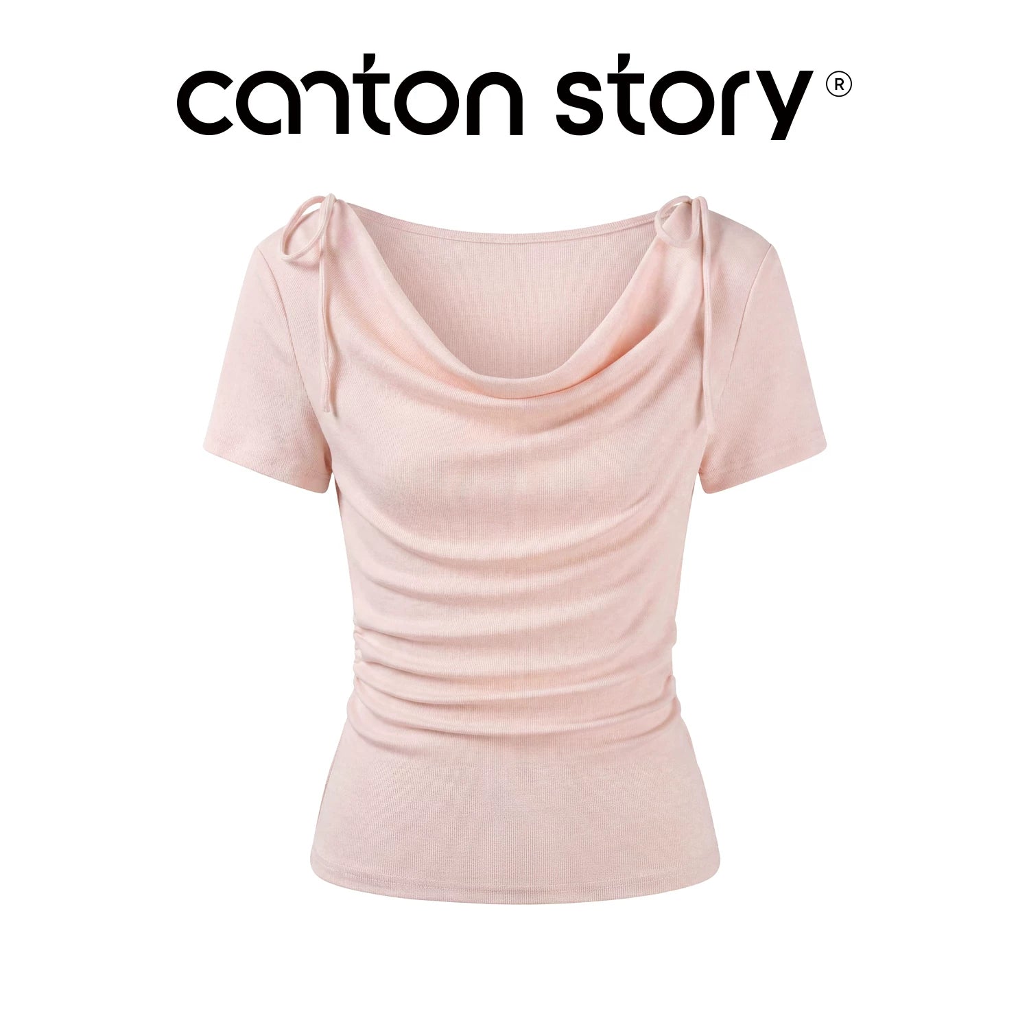 Cantonstory Front Shoulder Waist Slim and Thin Tee
