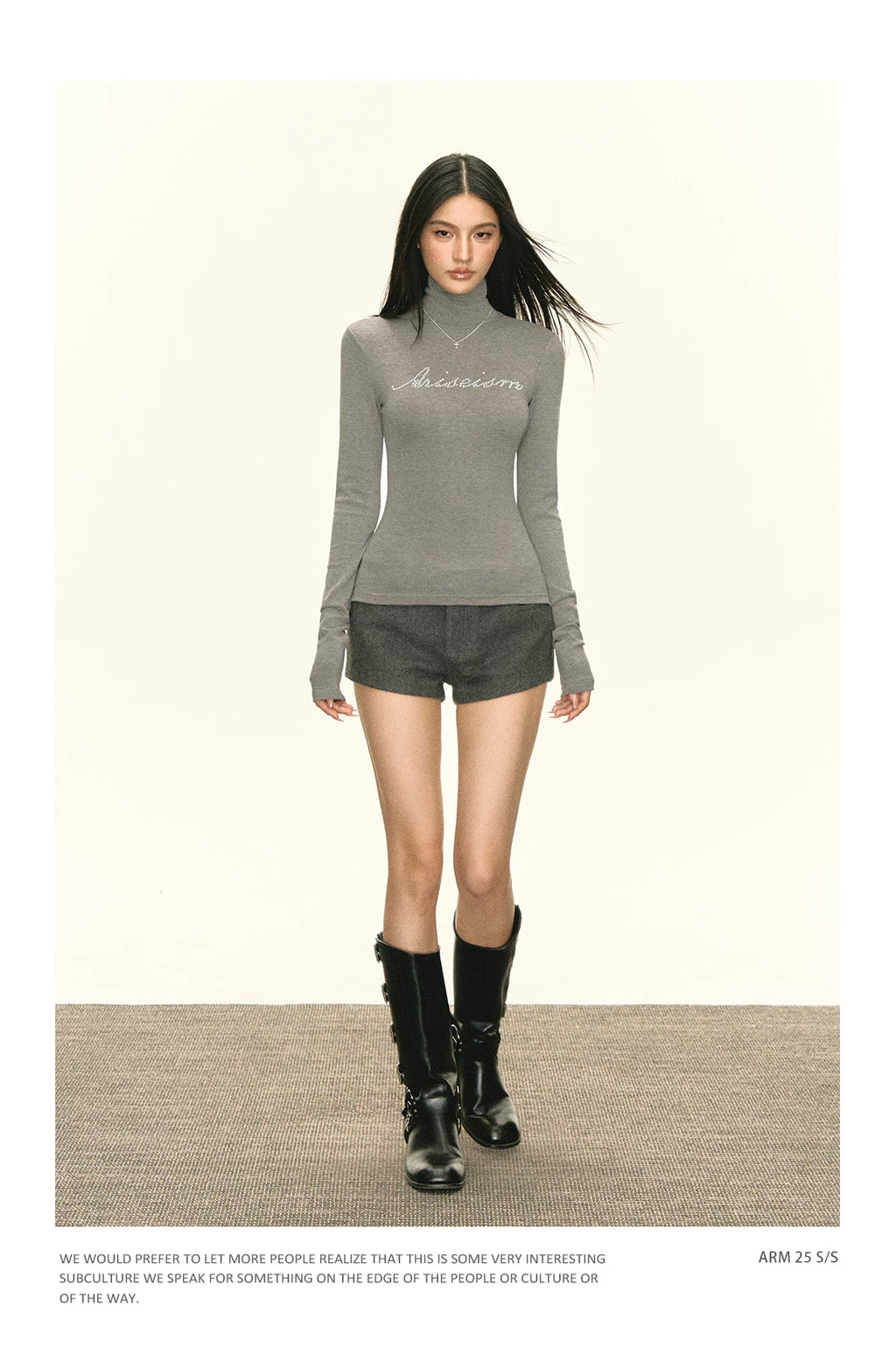 Ariseism Vintage Slim Fit Half Turtleneck Hot Diamond Long Sleeves