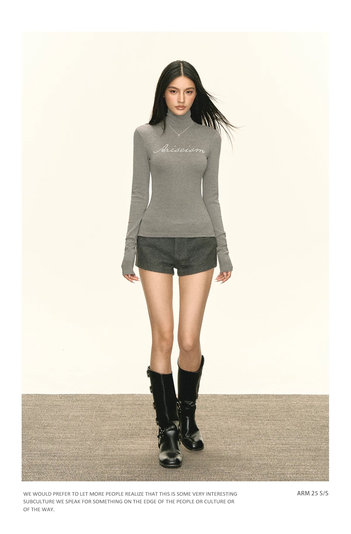 Ariseism Vintage Slim Fit Half Turtleneck Hot Diamond Long Sleeves