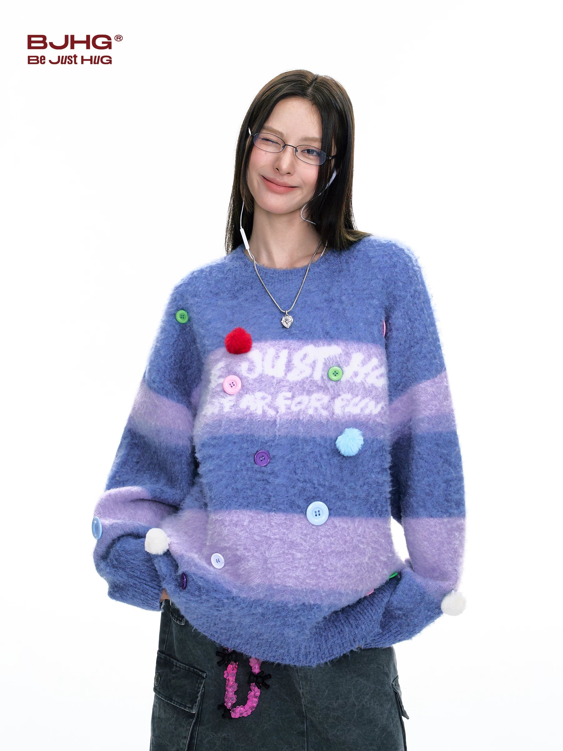 BJHG Thickened Vintage Striped Knitted Sweater