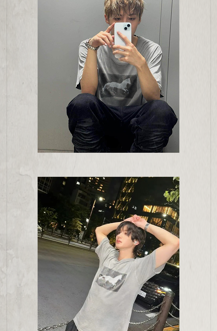KONOOT Retro Neckline Worn Casual Tee