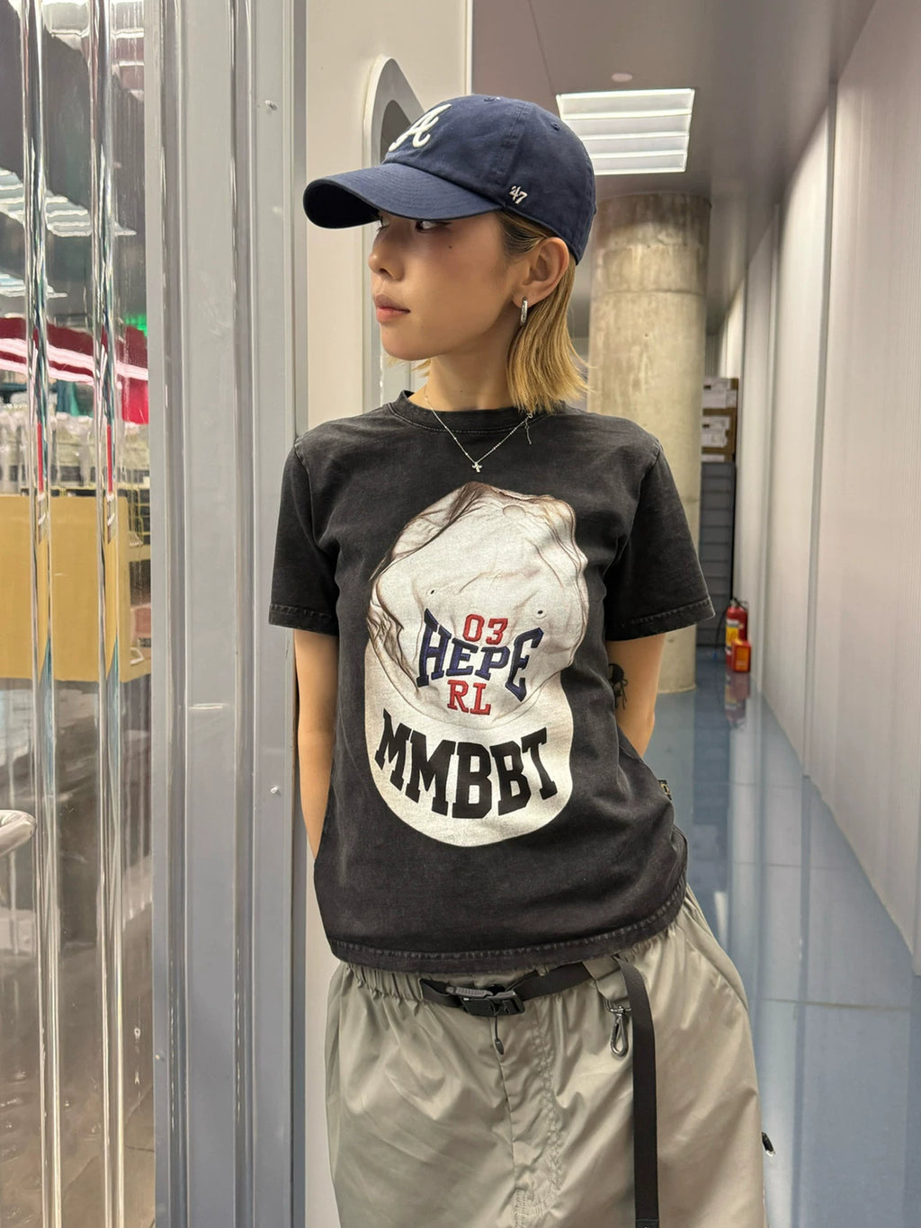 MMBBT Fun Baseball Cap Print Crew Neck Tee