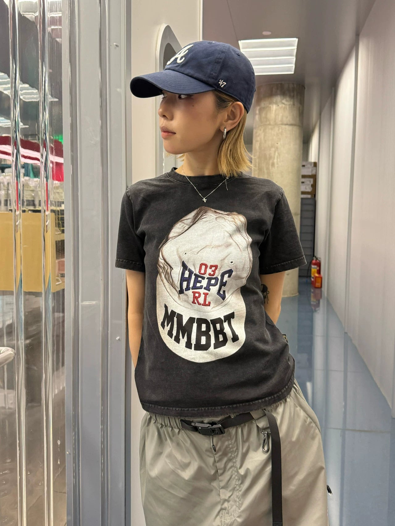 MMBBT Fun Baseball Cap Print Crew Neck Tee