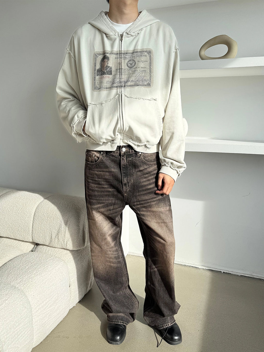 Erole Rough Edge Old Zip Hoodie Sweater