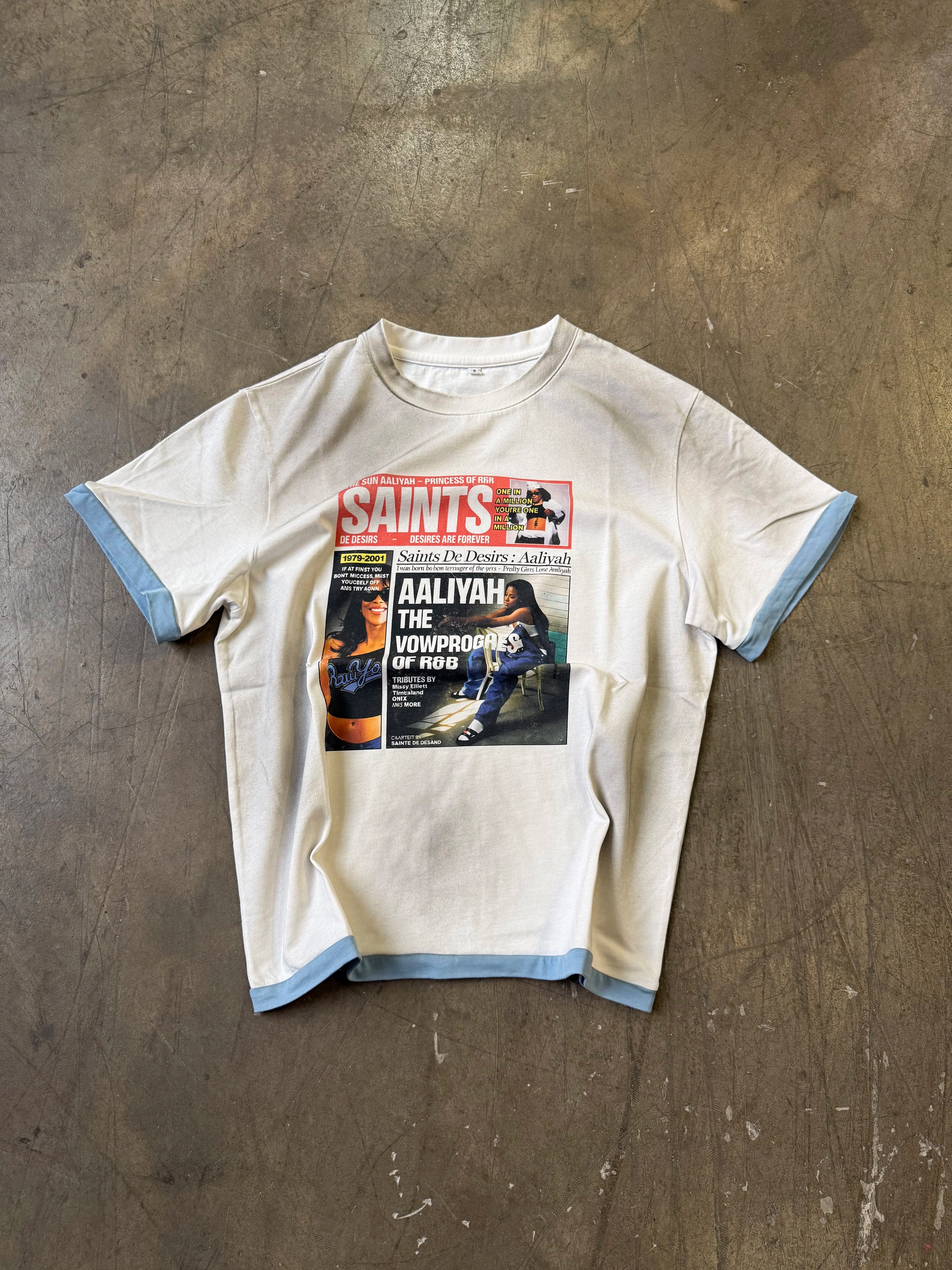 VOWPROGRESS Splicing Front Shoulder Casual Tee