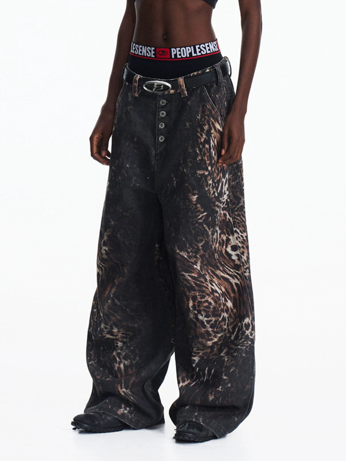 PEOPLESENSE Digital Full Print Leopard Jeans