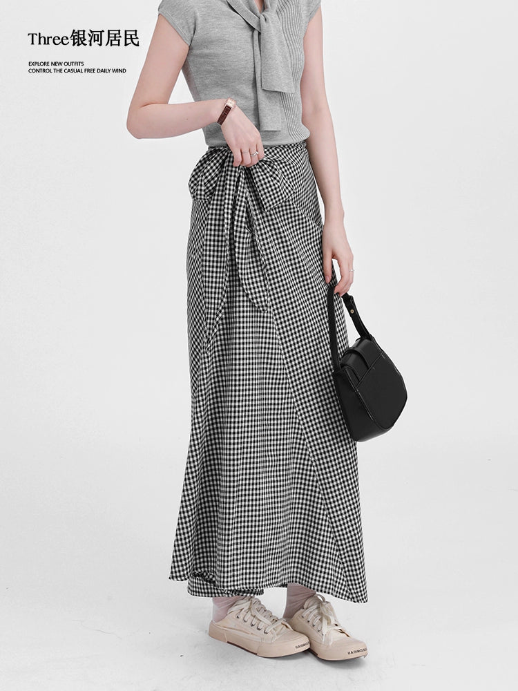 Three High Waist Slim Plaid Skirts