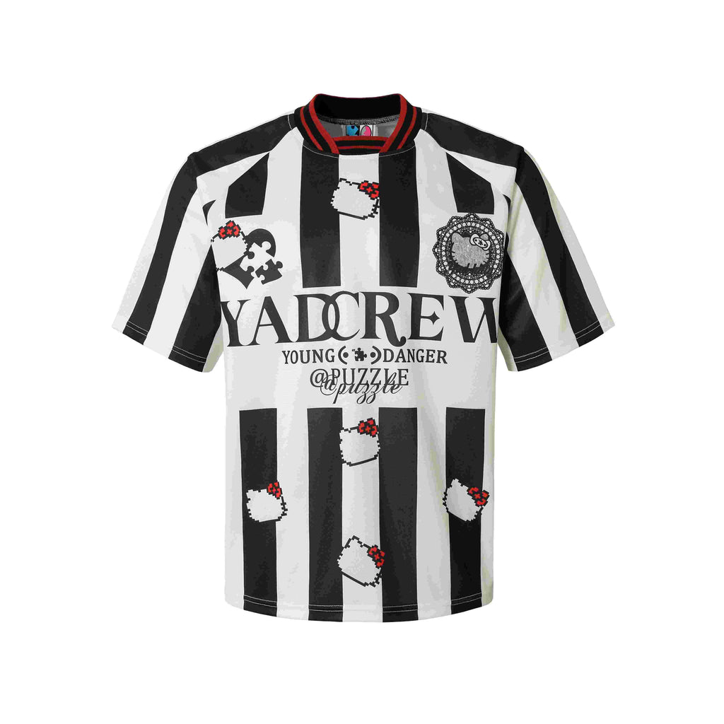 YADcrew Mosaic Print Cat Striped Tee