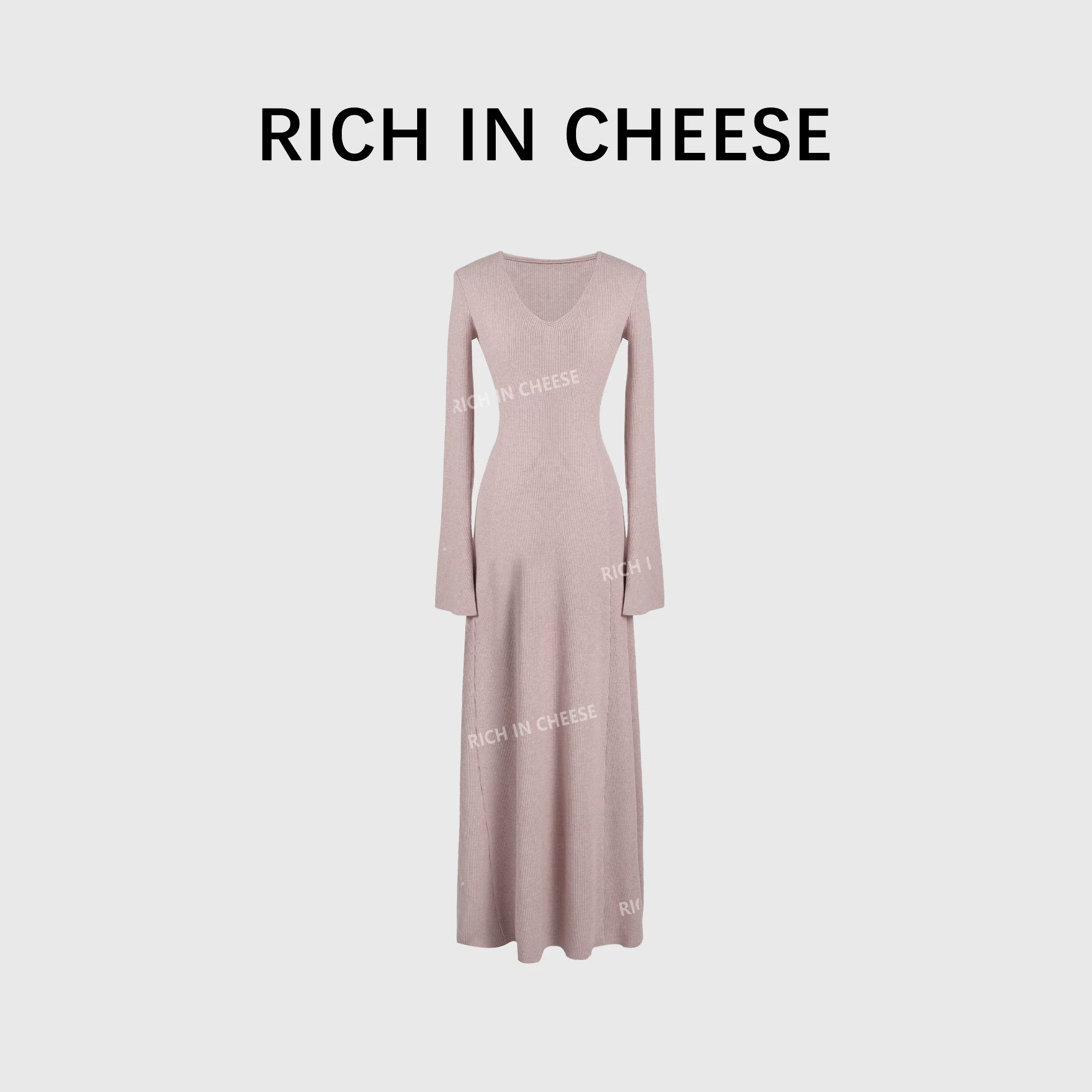RICH IN CHEESE Knitted Waist Slim Dress
