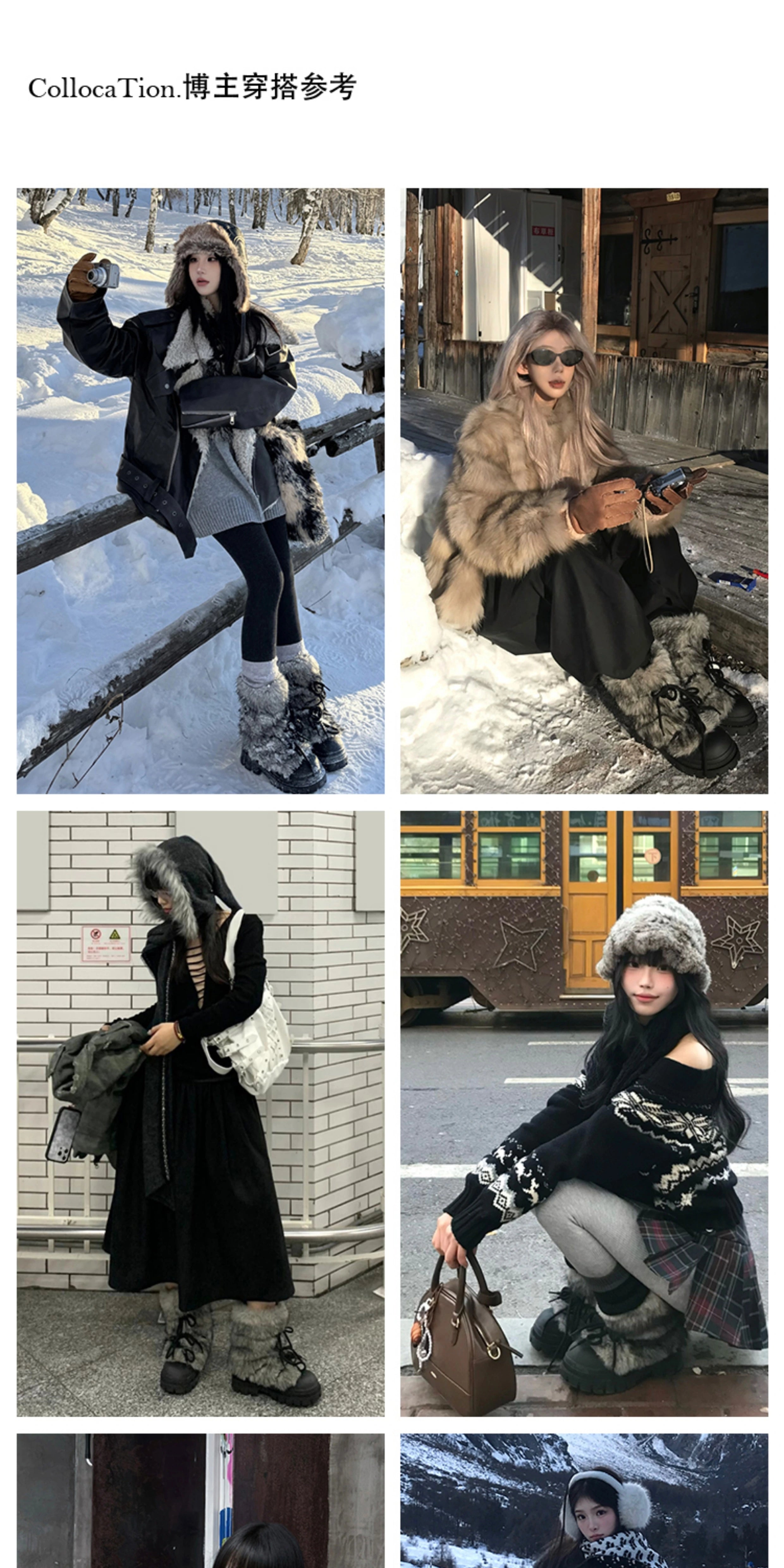 Mooreyu Heightened Platform Retro Fluffy Big Boots