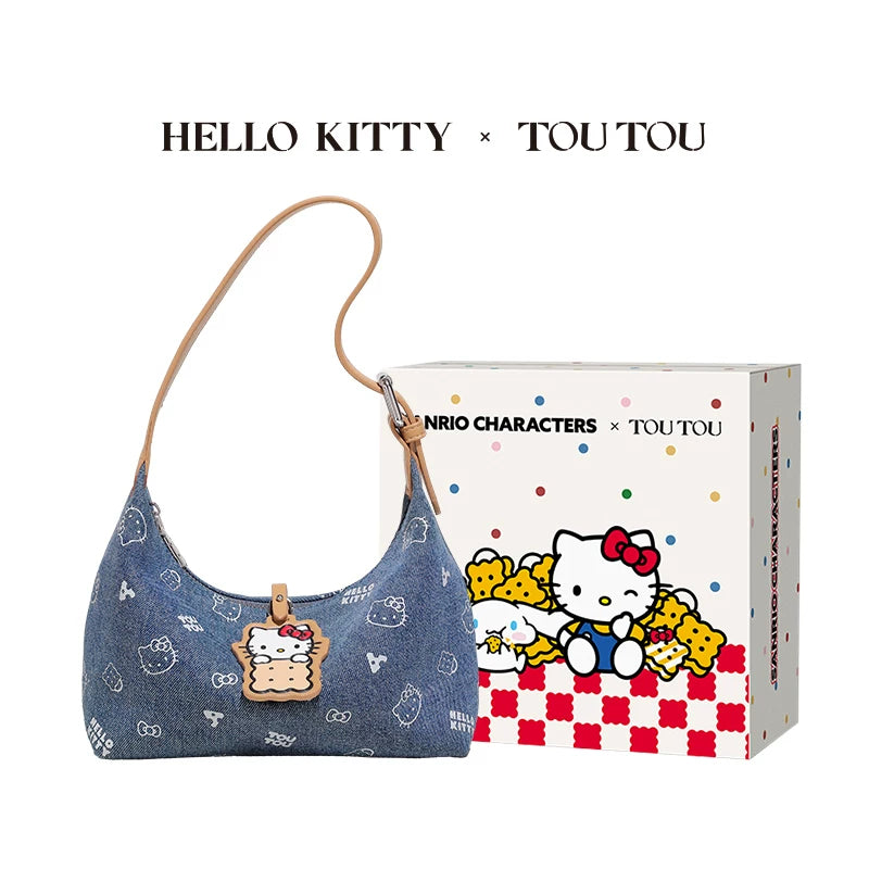 TOUTOU HelloKitty Denim Underarm Crossbody Bag