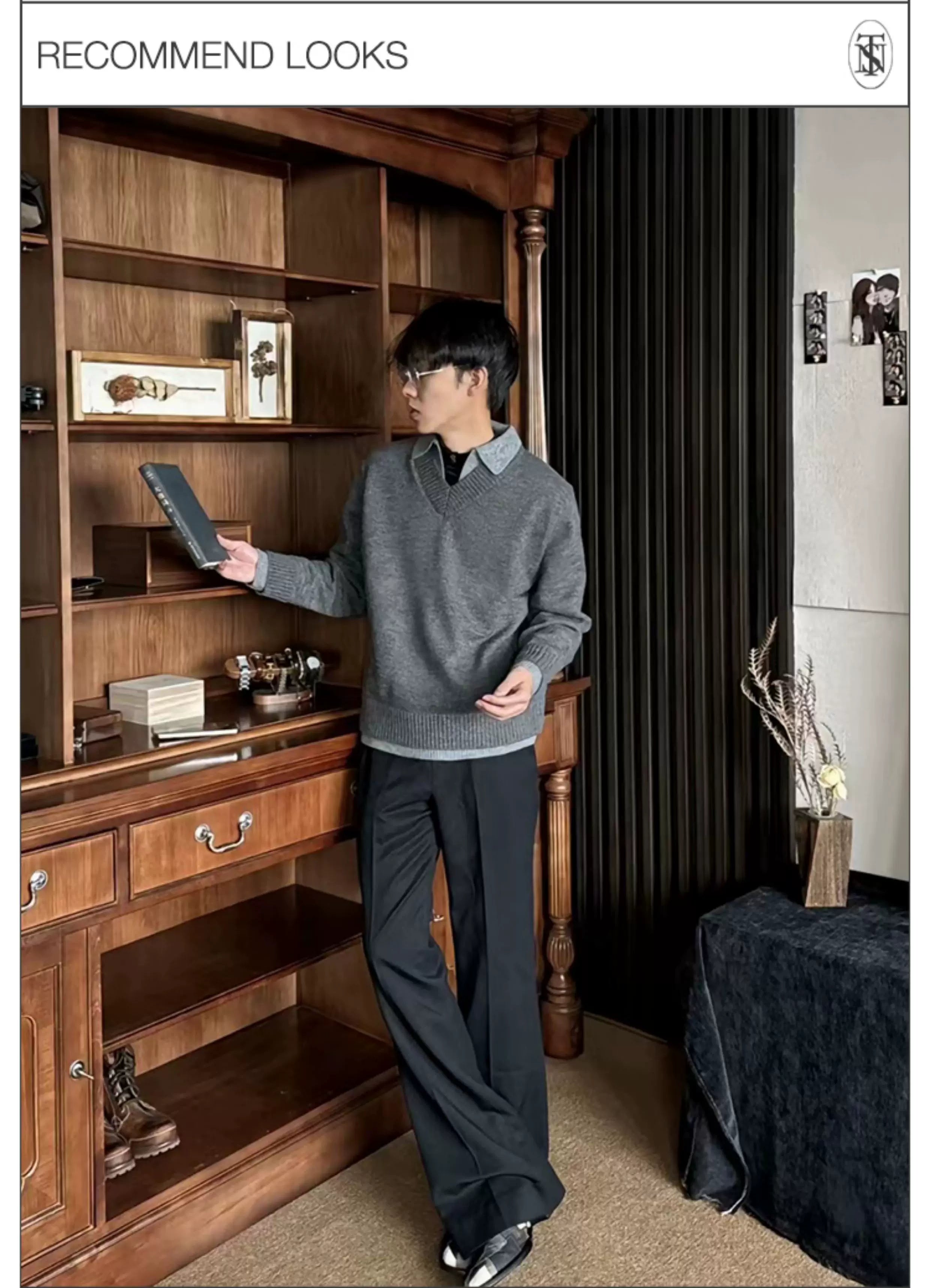 Stay The Night Fake Two V-Neck Sweaters