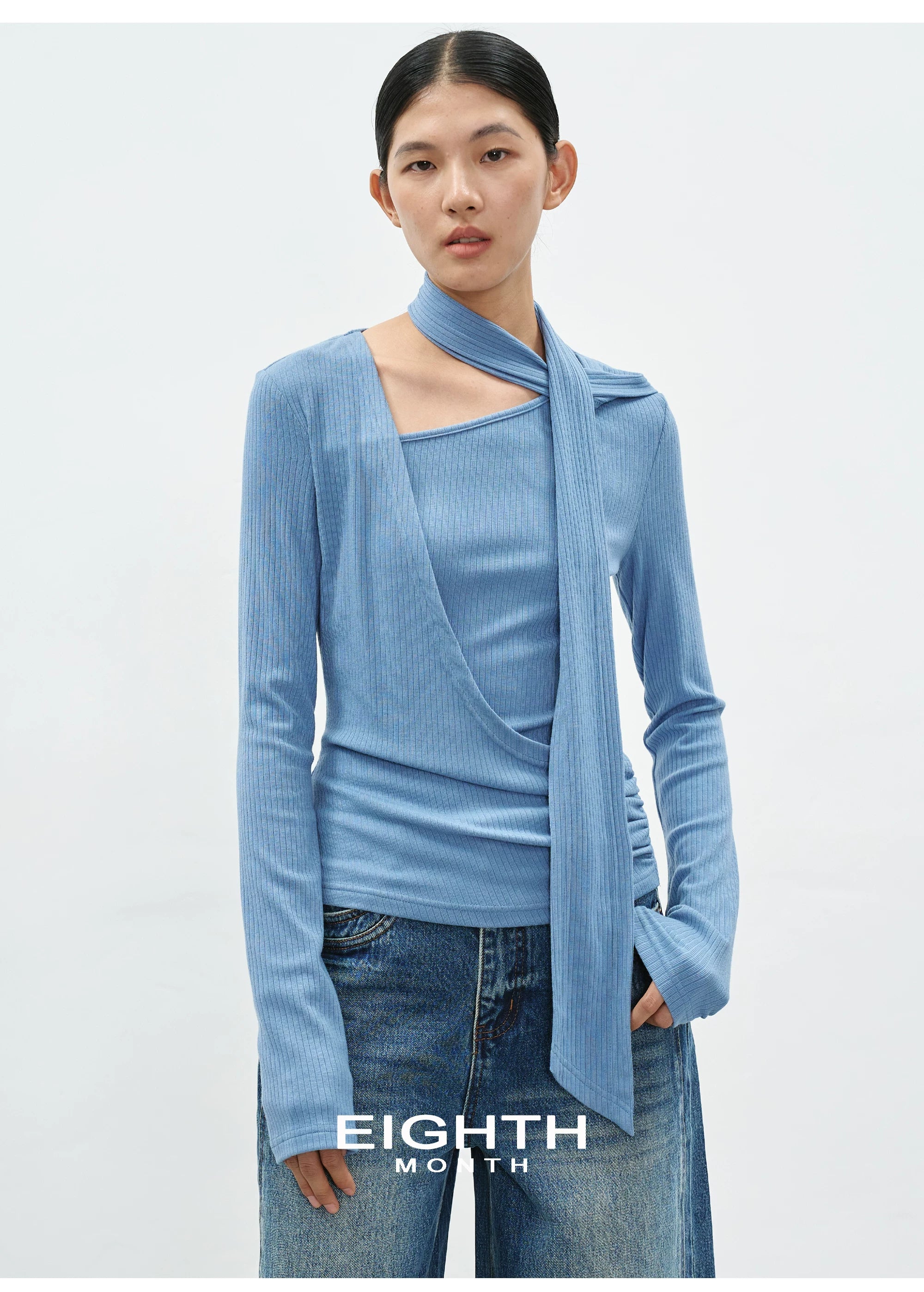 EIGHTHMONTH Skinny Neck Off Shoulder Slim Long Sleeves