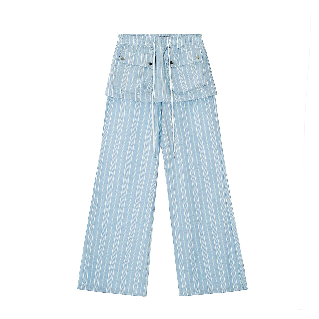 BLACKLISTS Lazy Wind Fake Two-piece Stacked Striped Pants