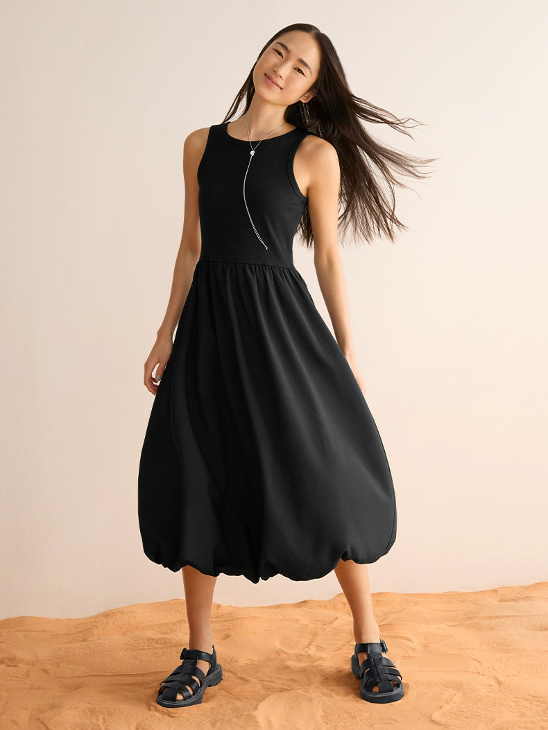 GU Bubble Bud Sleeveless Long Skirt Big Swing Skirt