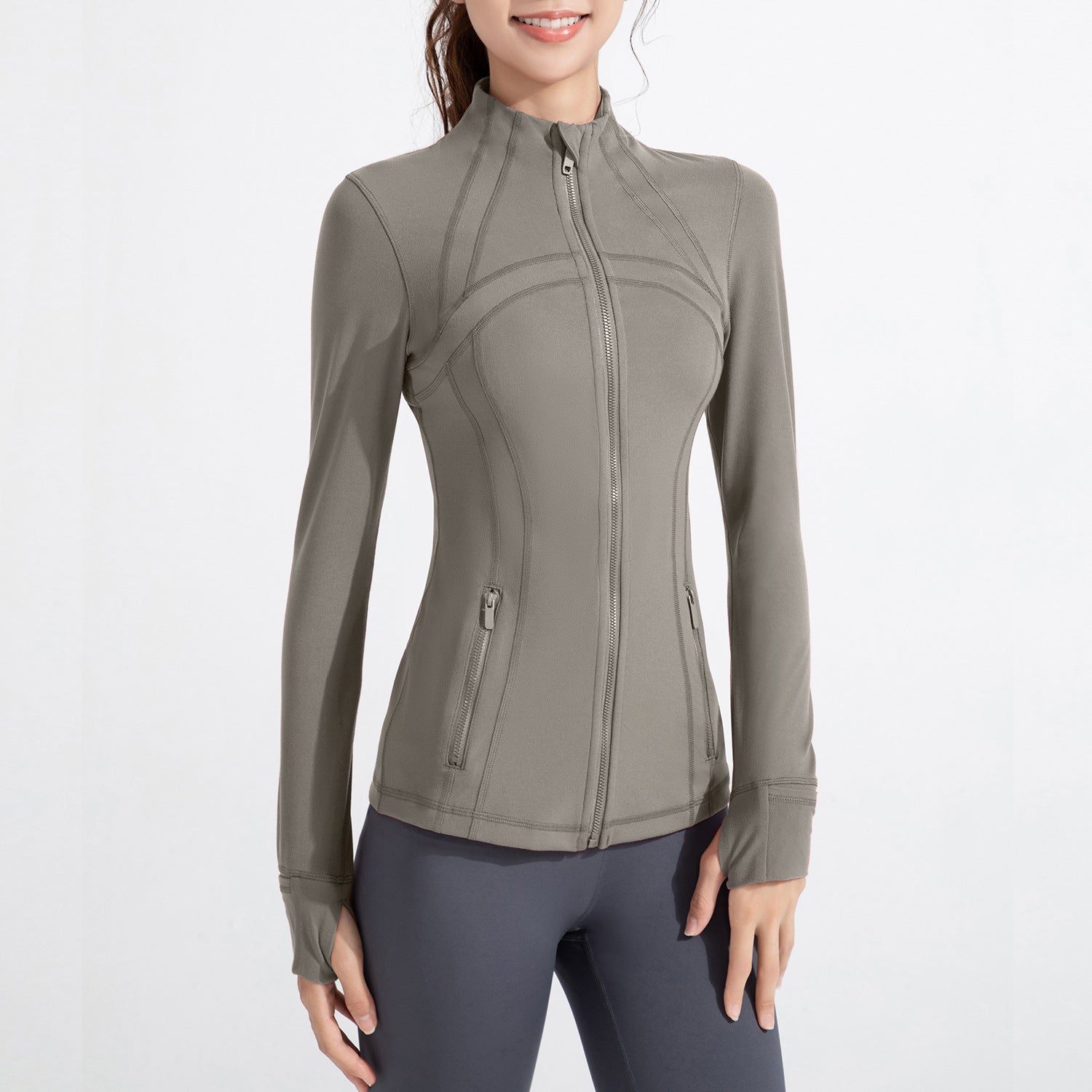 Athena Lulu Stand-up Collar Blazer Long-sleeved Zip-up Jacket