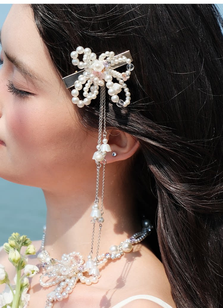 PP Pearl Flower Fringed Hairpin