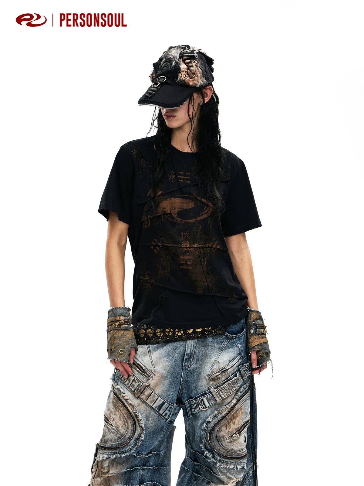 PERSONSOUL Vintage Slim Shoulder Tee