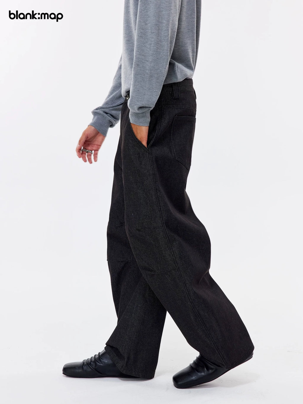 Blank Map Vintage Pleated Denim Trousers