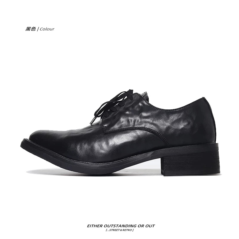 SHENLV STUDIO Pointed Pleated High-heeled Leather Shoes