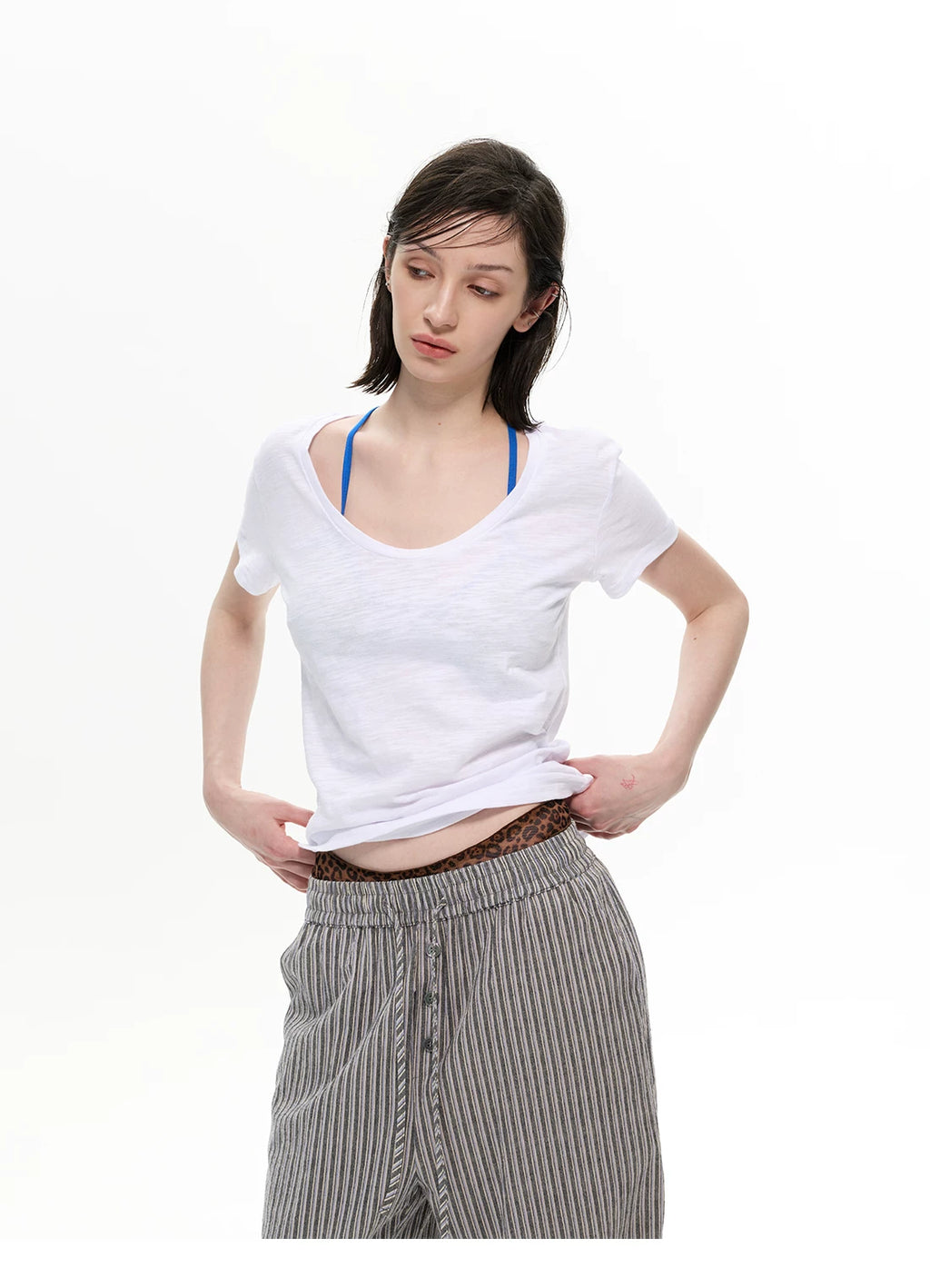 WLNEXT Premium U-neck Comfortable Casual Tee