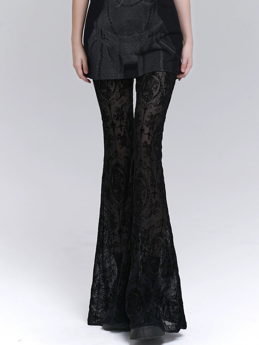 LADYGHOST Versatile Lace Micro-flared Pants