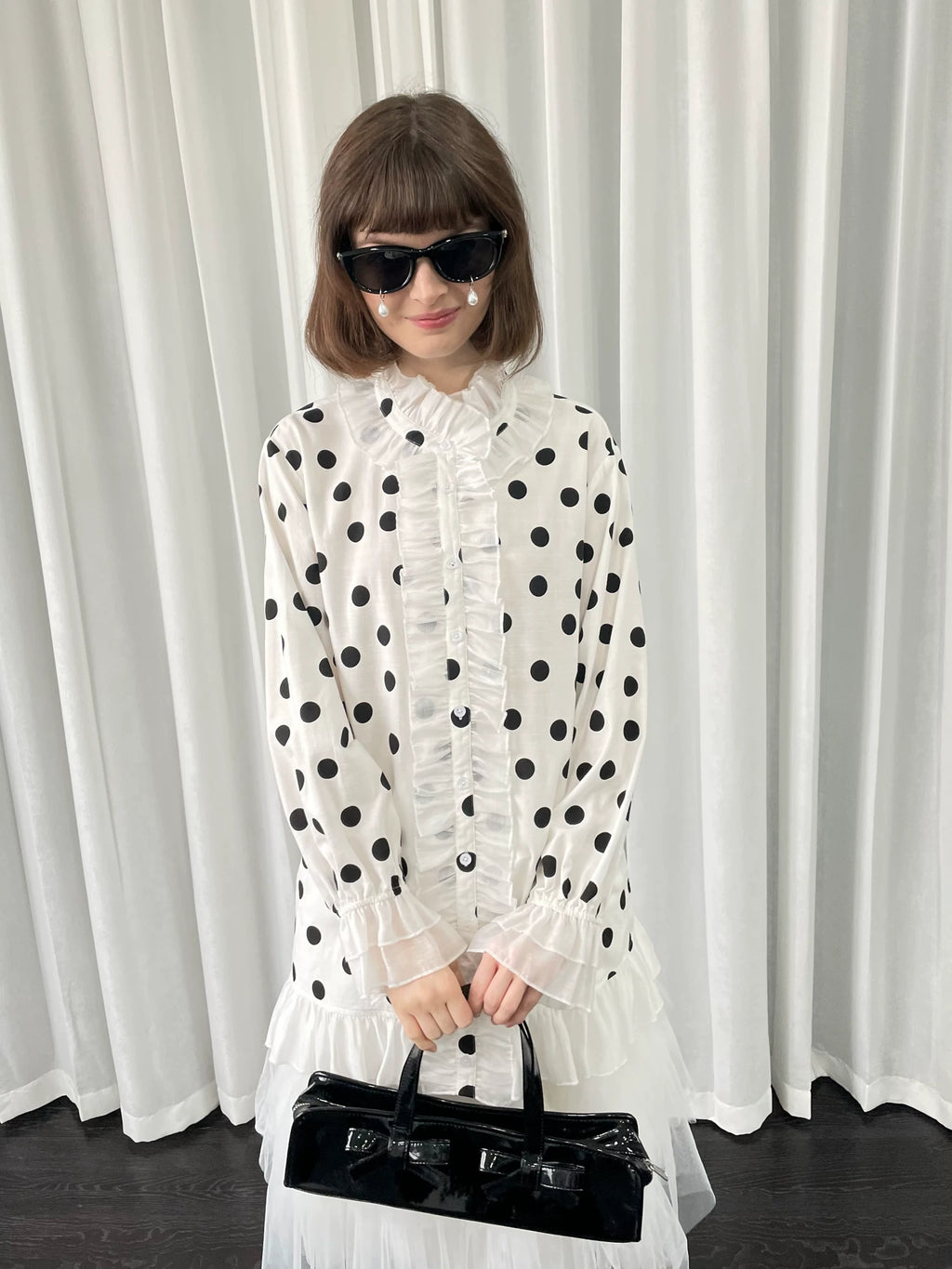 Loosesmell Versatile Polka Dot Lace Shirt