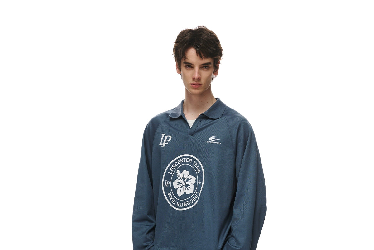 Loopsoon Polo Shirt Creative Printing Casual Versatile Long Sleeve