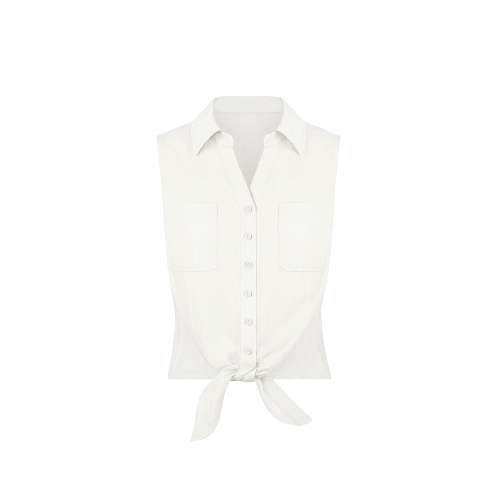 Jim Kennet Vintage Tie Sleeveless Short Shirt