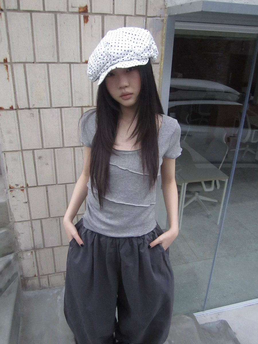 Ang:project Retrofake Two-piececontrast Coloru-shaped Collar Tee