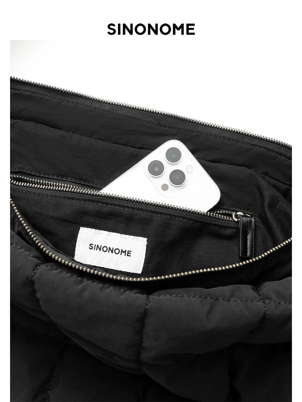SINONOME single zipper shoulder adjustable bag