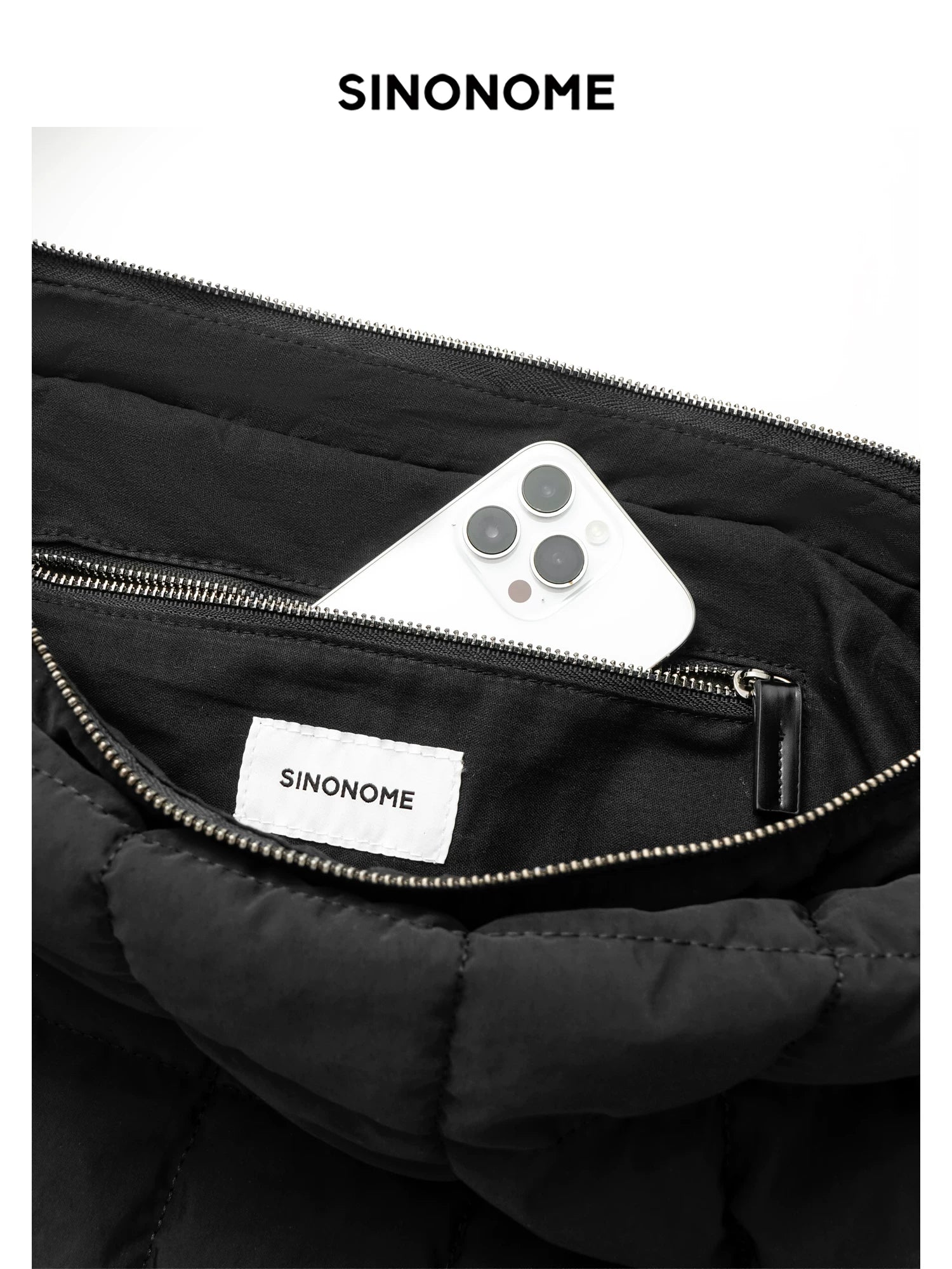 SINONOME single zipper shoulder adjustable bag