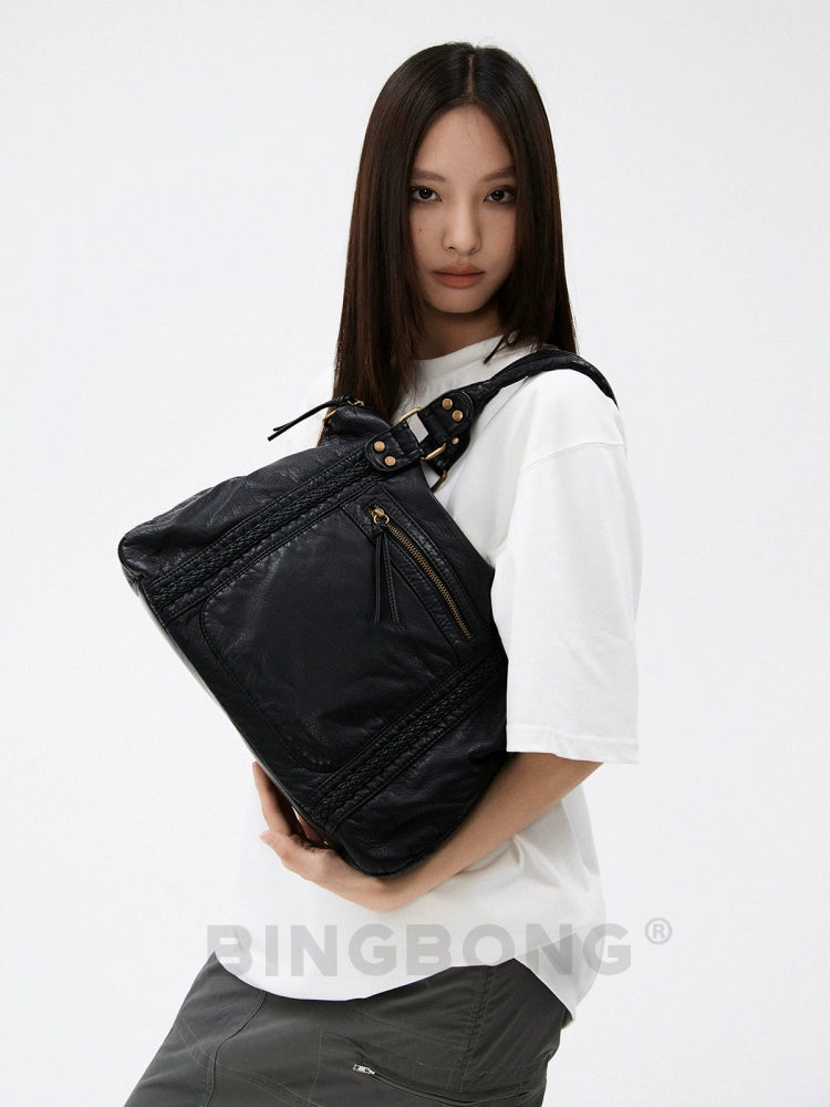 BINGBONG Retro Lazy Wind Large Capacity Messenger Tote Bag