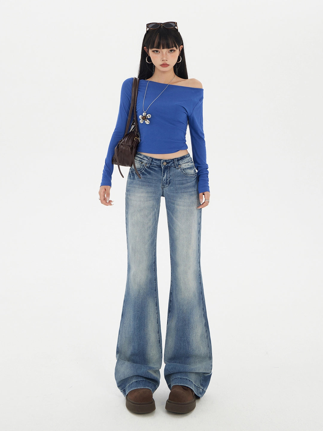 KPSR Retro Gradual Change Low Waist Flared Pants