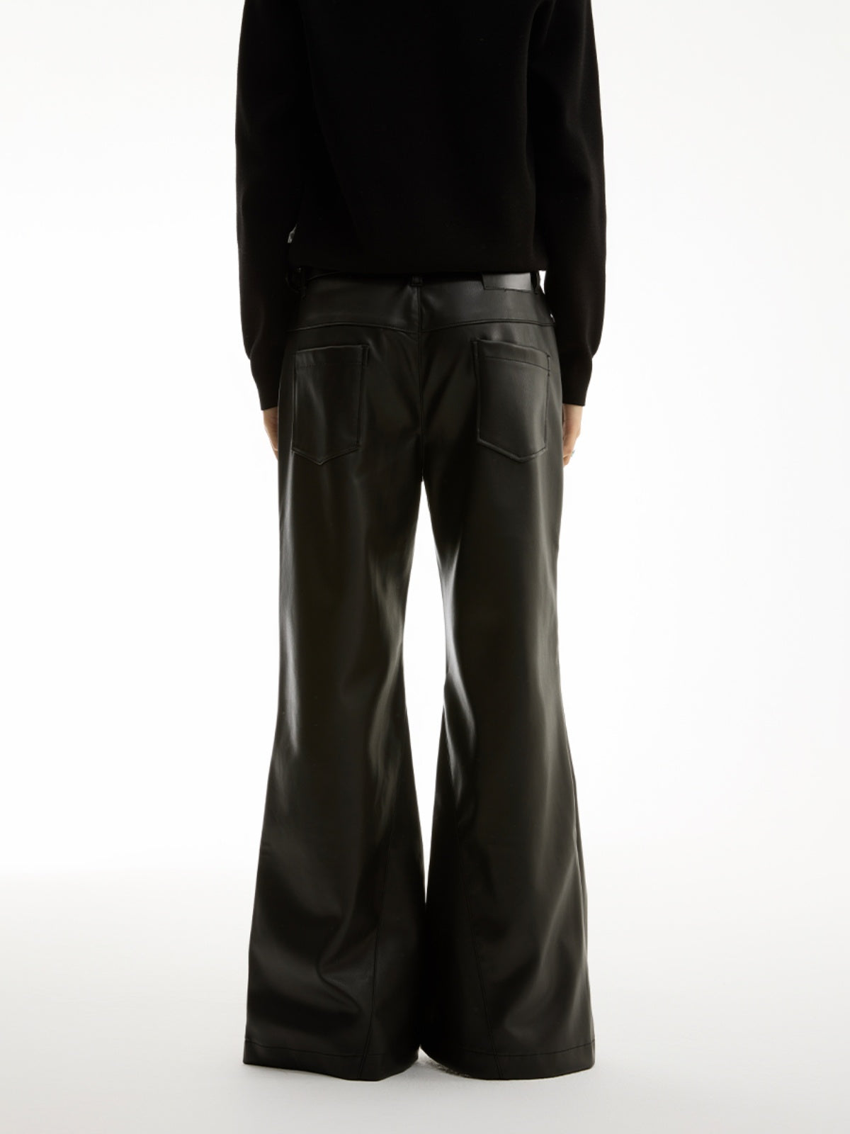 FUNKYFUN Mid-low Waist Design Micro-flared Leather Pants