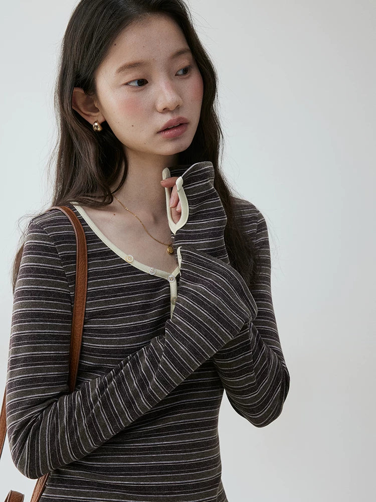 VOOE Contrast Striped Slim Tee