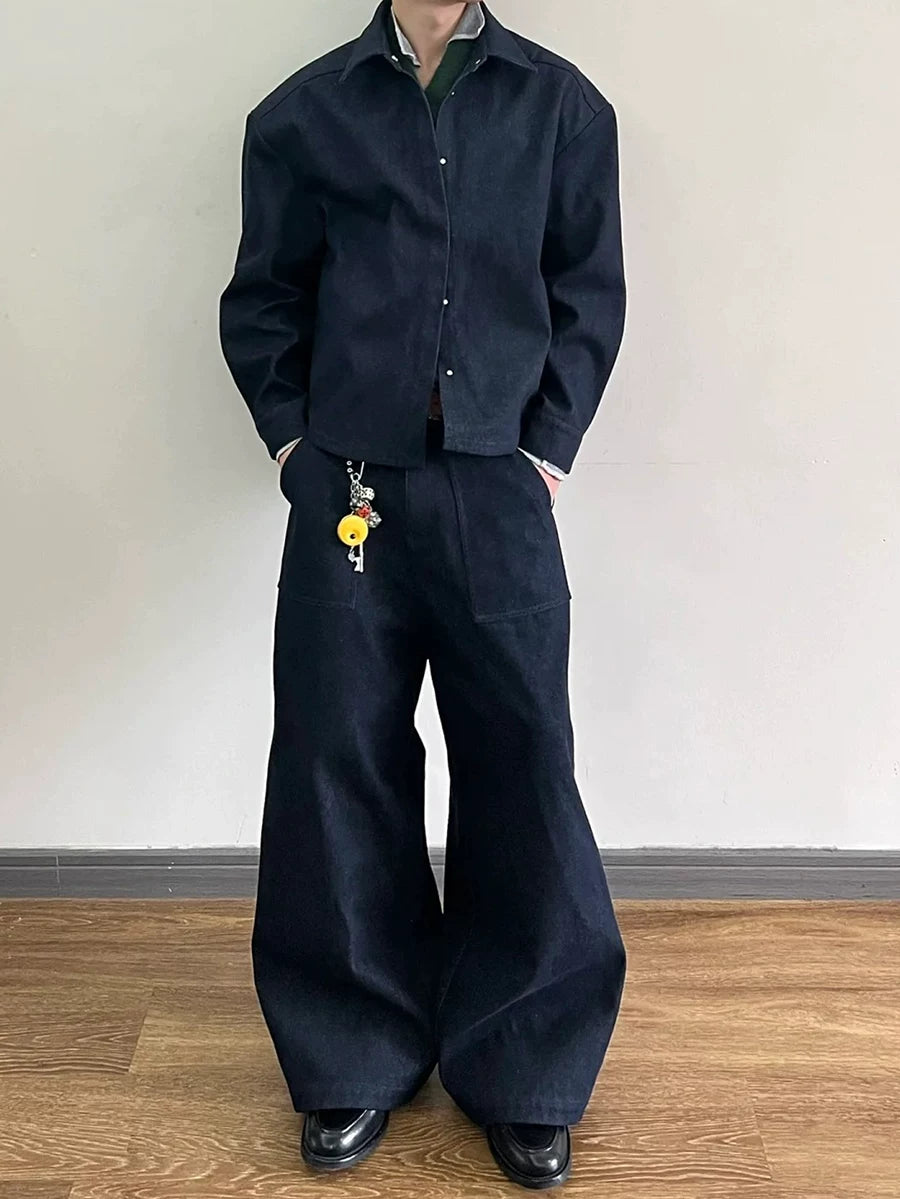 TWOMOONS Vintage Denim Jacket Shirt