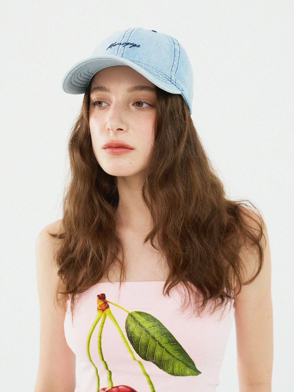 Momogigi Vintage Denim Embroidered Baseball Cap