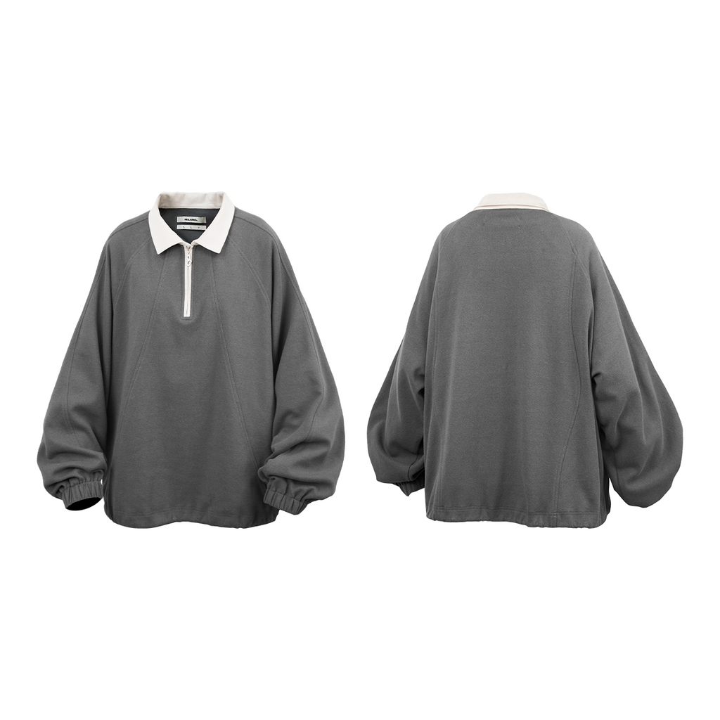 RELABEL Half Zipper Loose Lapel Long Sleeve