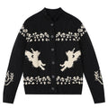 MEDM Casual Angel Pattern Embroidered Lapel Knitted Sweater