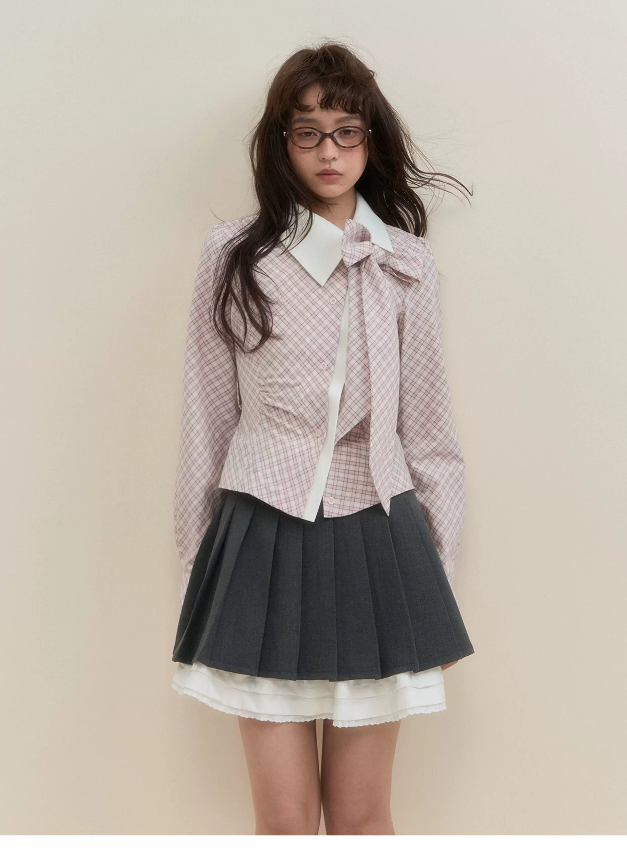 SunsetPark Romantic Irregular Detachable Bow Blouse