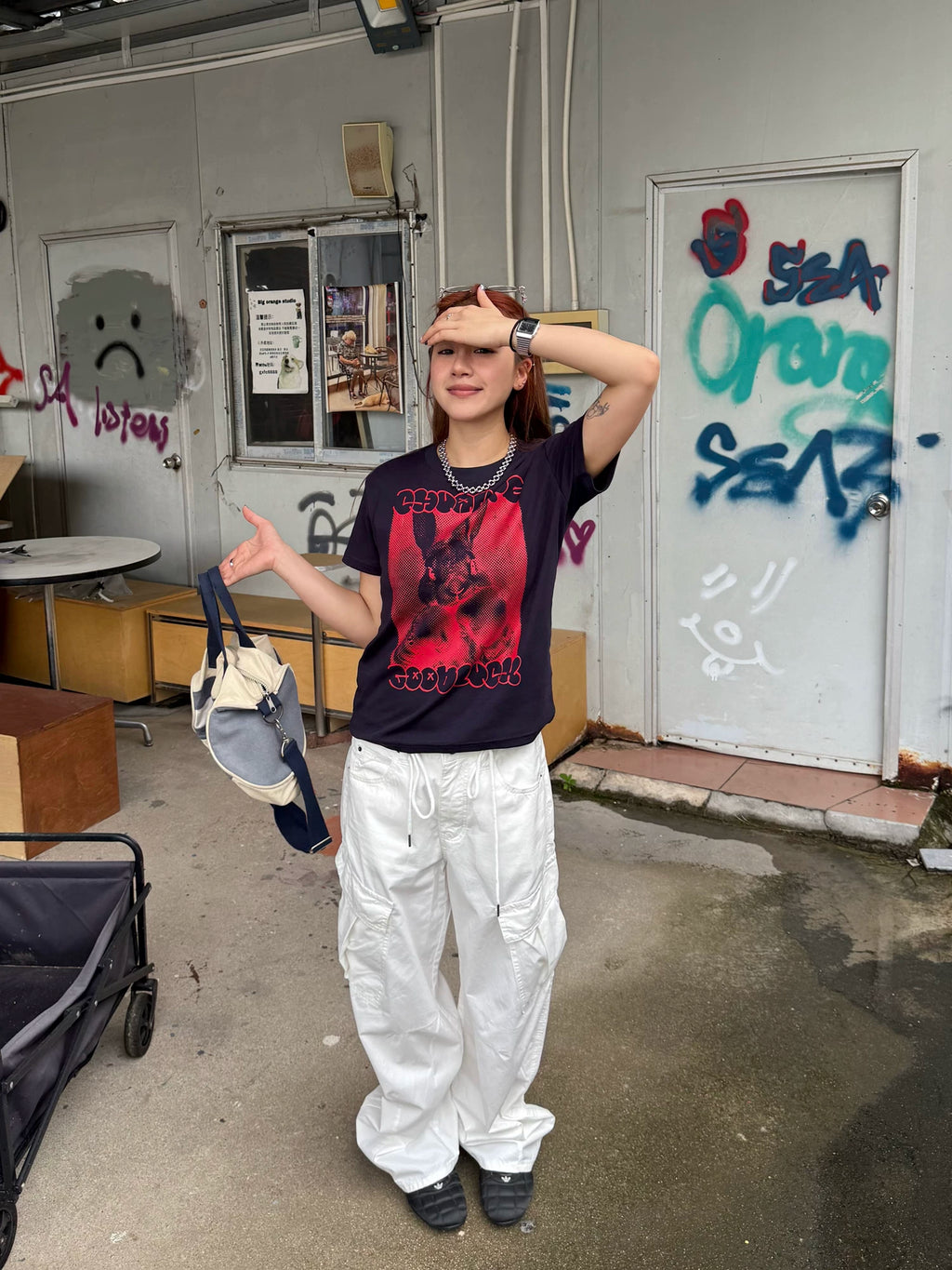 CCYE Front Shoulder Crew Neck Short Sleeve Tee