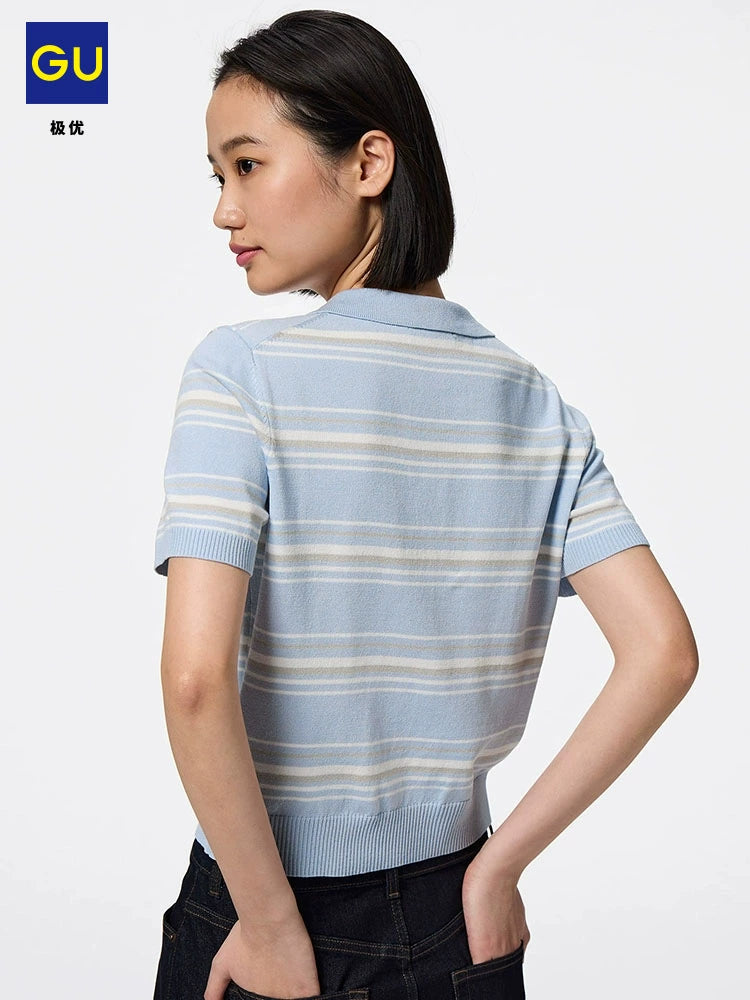 GU College Striped POLO Knitted Sweater