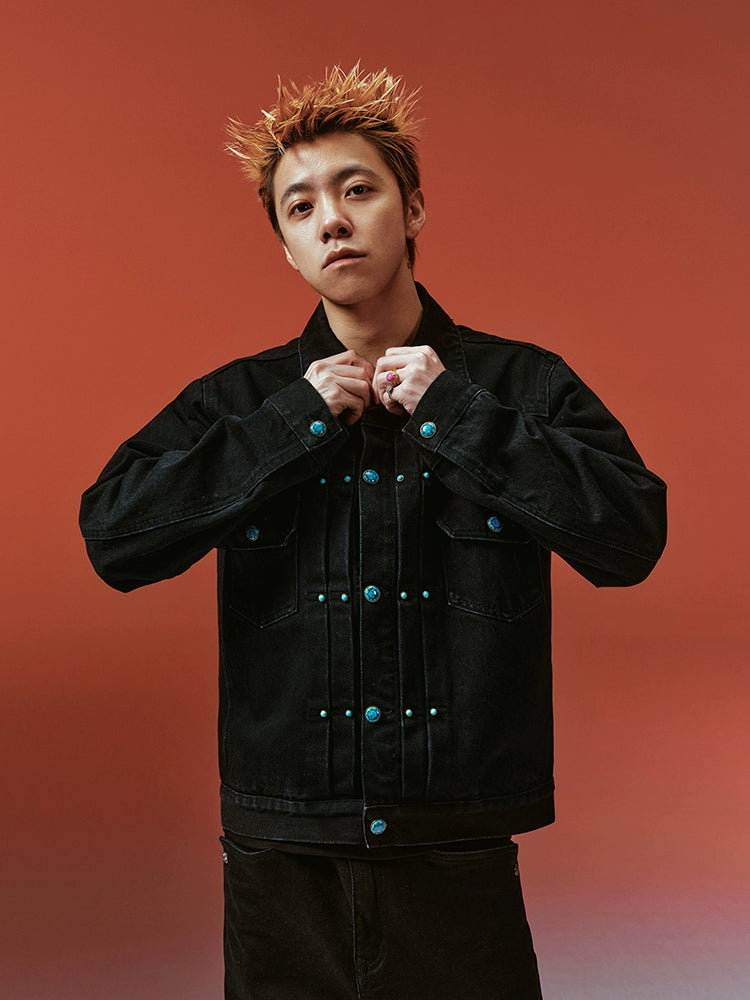 YADcrew turquoise Stones Denim Jacket