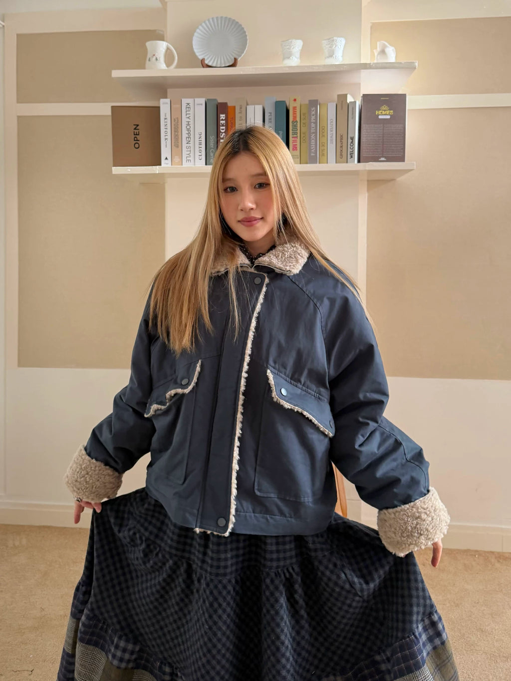CCYE Lamb Wool Splicing Tooling Jacket