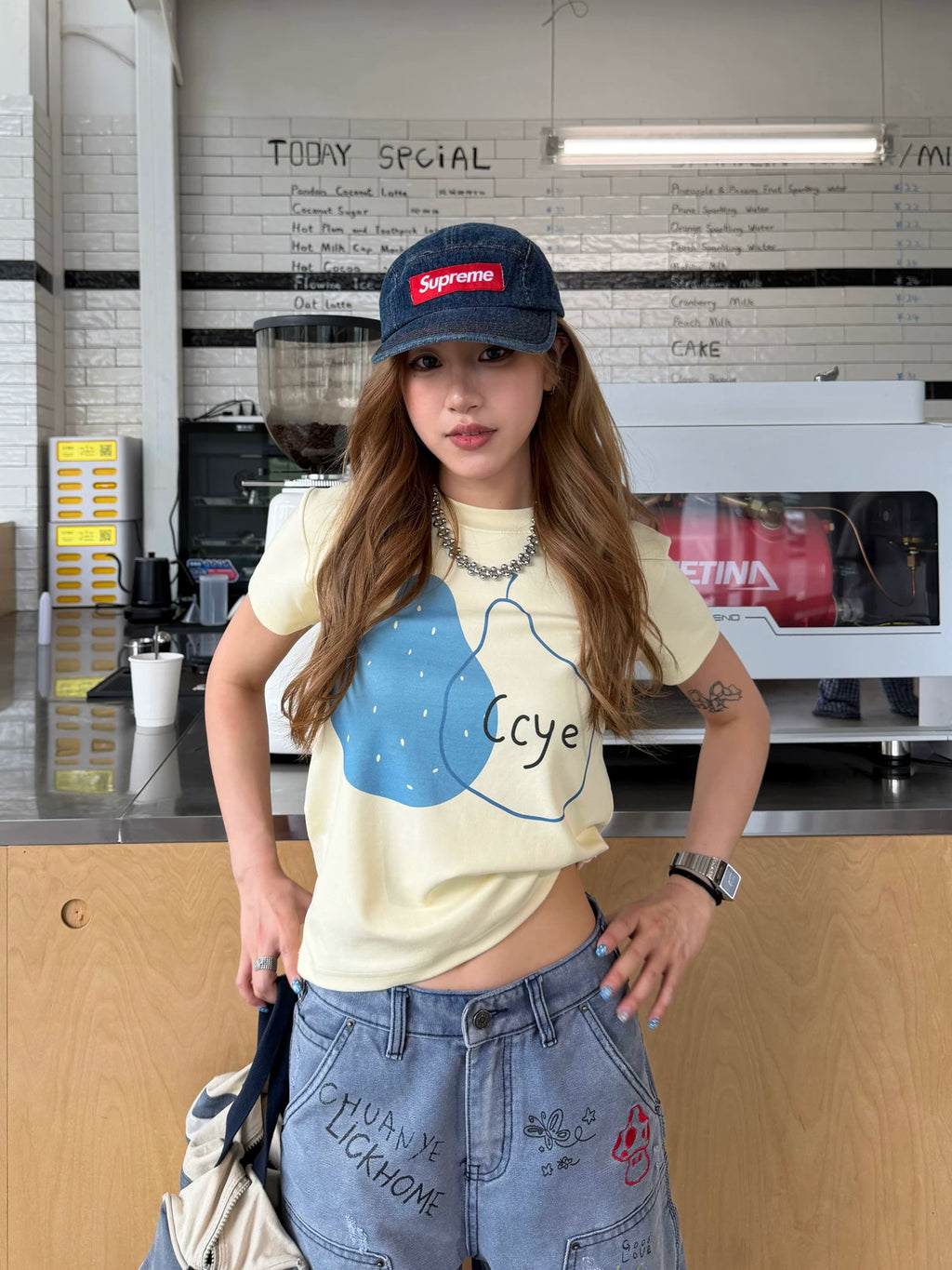 CCYE Pear Print Shoulder Versatile Tee