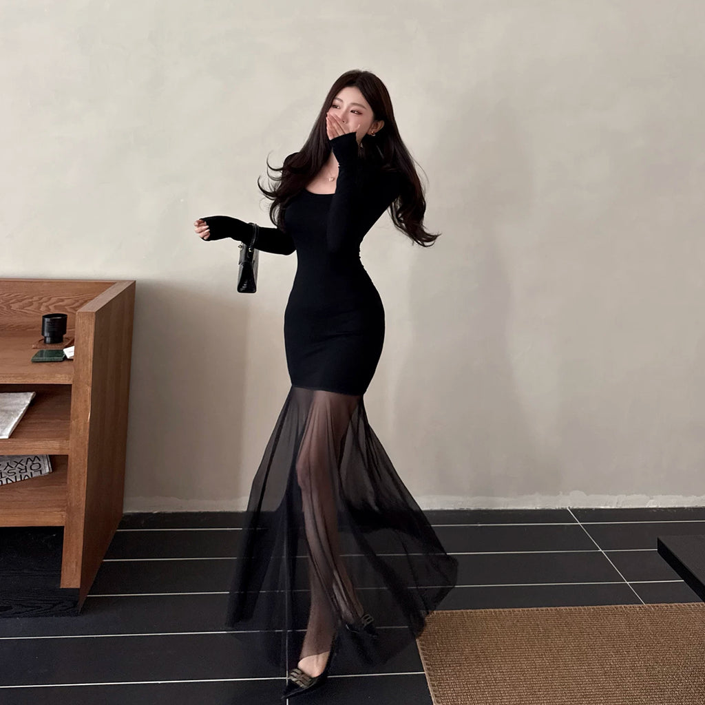 Instunning Mesh Stitching Dress