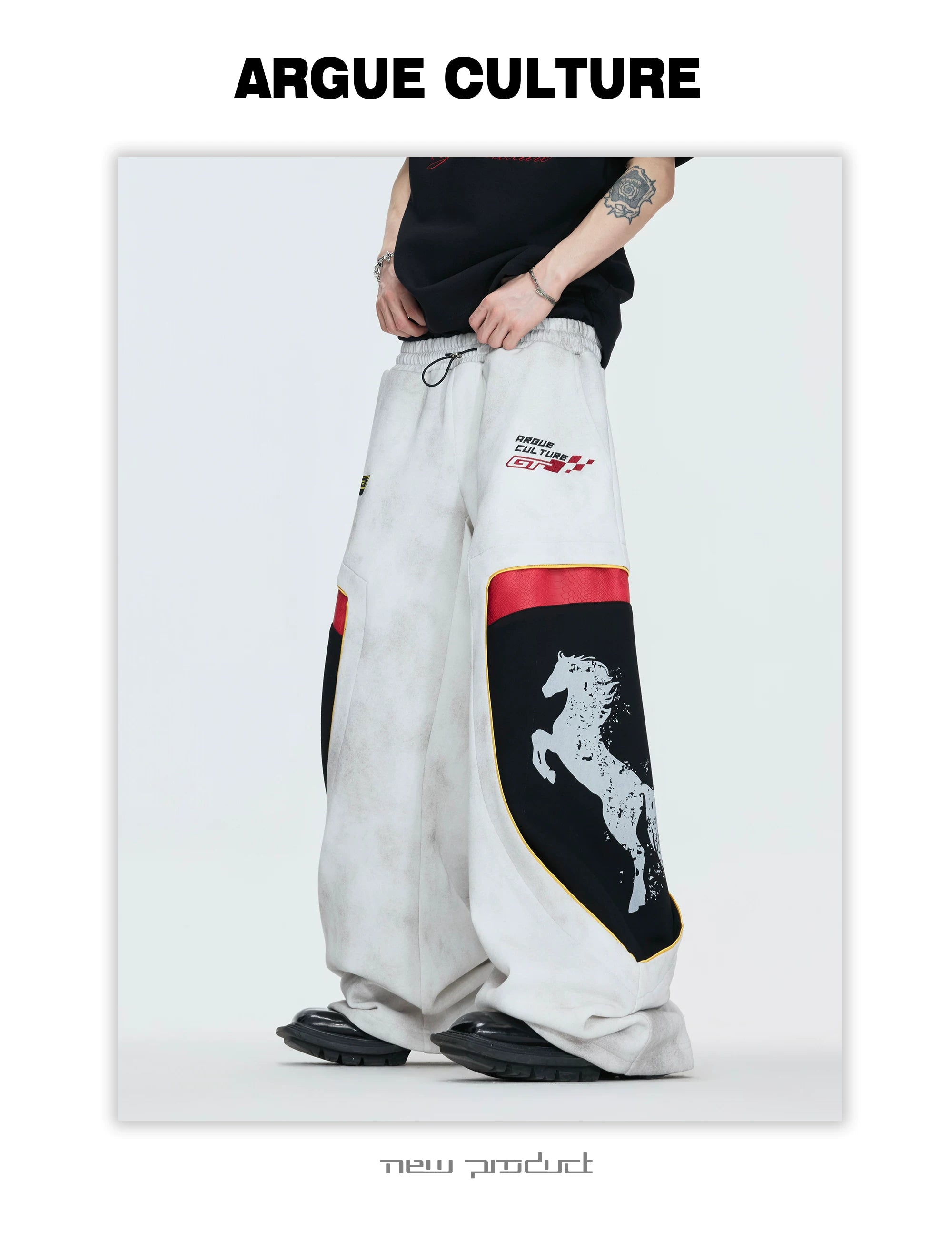 ArguECulturE Embroidered Fake Two-piece Double-waisted Sweatpants