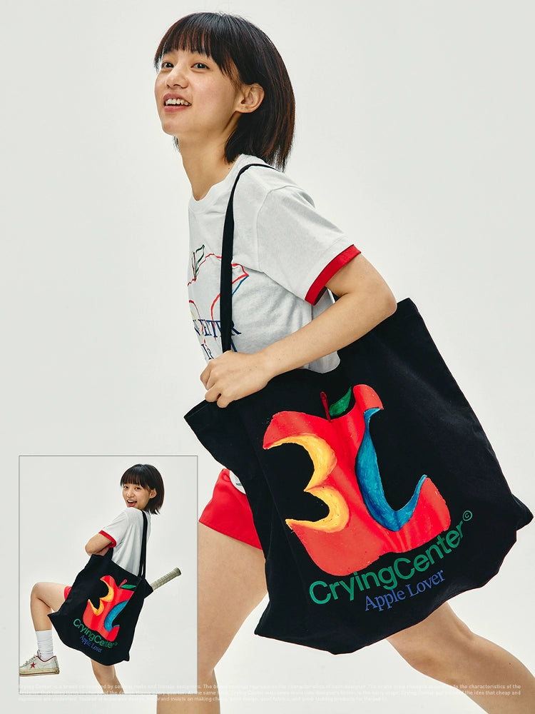 CryingCenter 3C Apple Polka Dot Plaid Canvas Bag Shoulder Bag